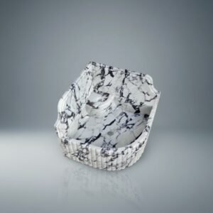 Calacatta Viola Marble Fluted Wall-Mount Corner Bathroom Sink