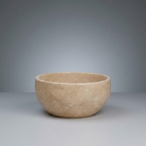 Handmade Beige Travertine Decorative Bowl - Natural Stone Salad & Serving Bowl