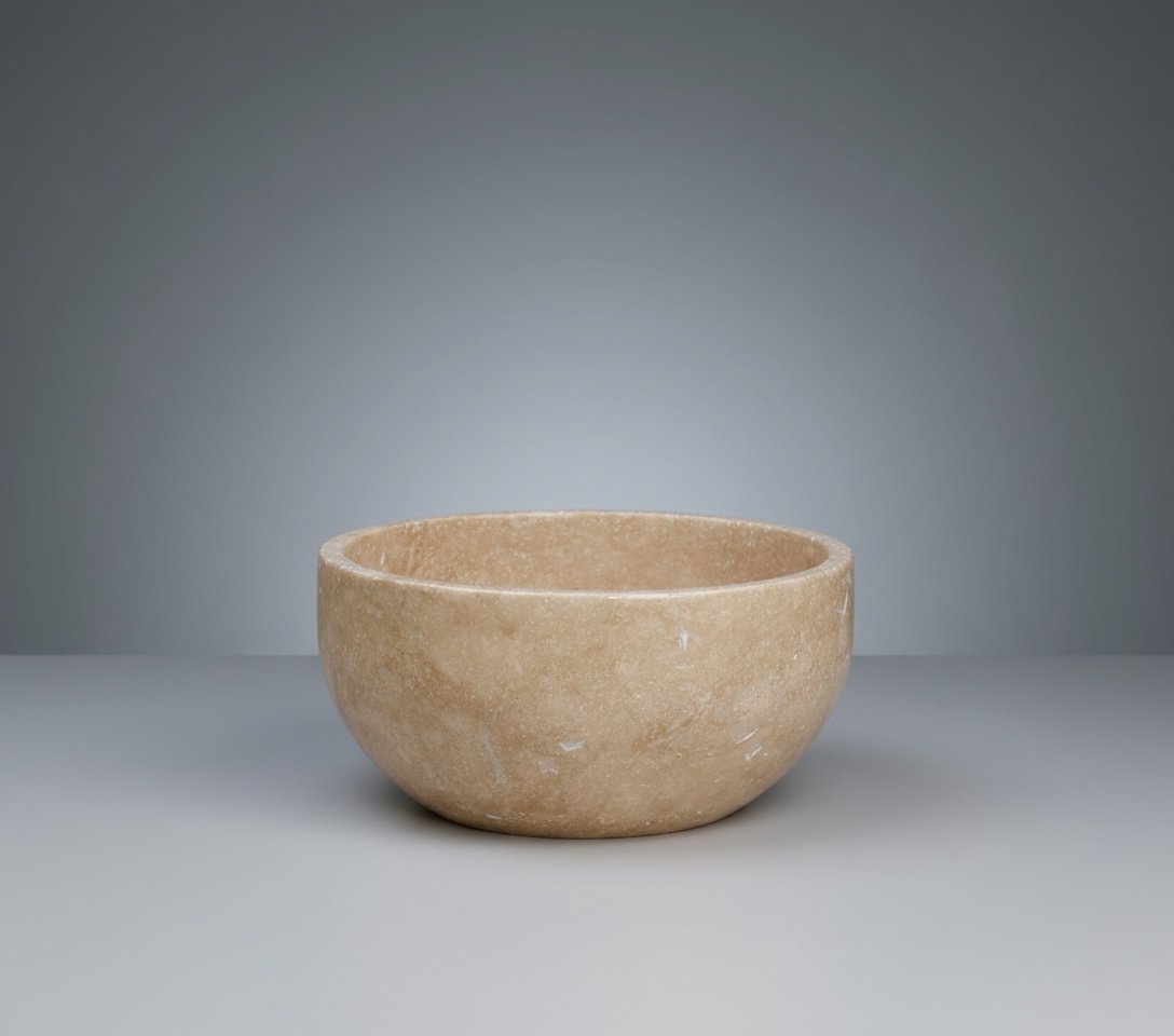 Handmade Beige Travertine Decorative Bowl - Natural Stone Salad & Serving Bowl