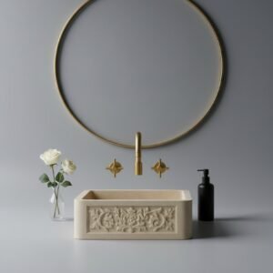 Troia Marble Bathroom Sink – Handcrafted Natural Stone Basin