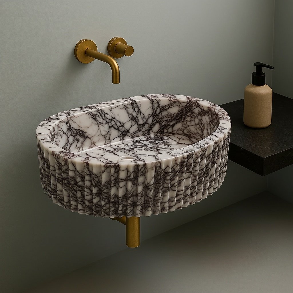 Calacatta Viola Marble Vessel Sink – Natural Stone Bathroom Basin, Polished Finish