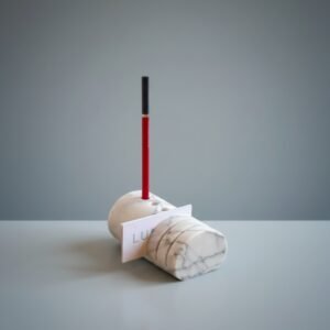 Handmade White Marble Pen Holder – Minimalist Desk Organizer for Home & Office