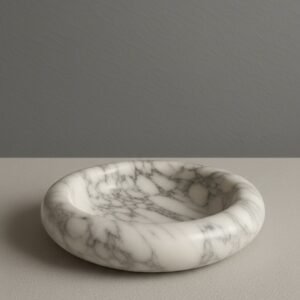 Calacatta Viola Marble Catchall Bowl – Polished White with Deep Veining