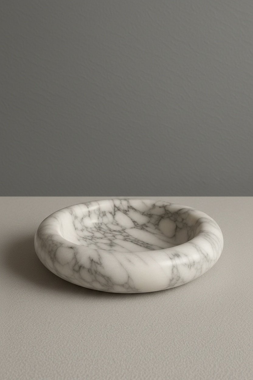 Calacatta Viola Marble Catchall Bowl – Polished White with Deep Veining