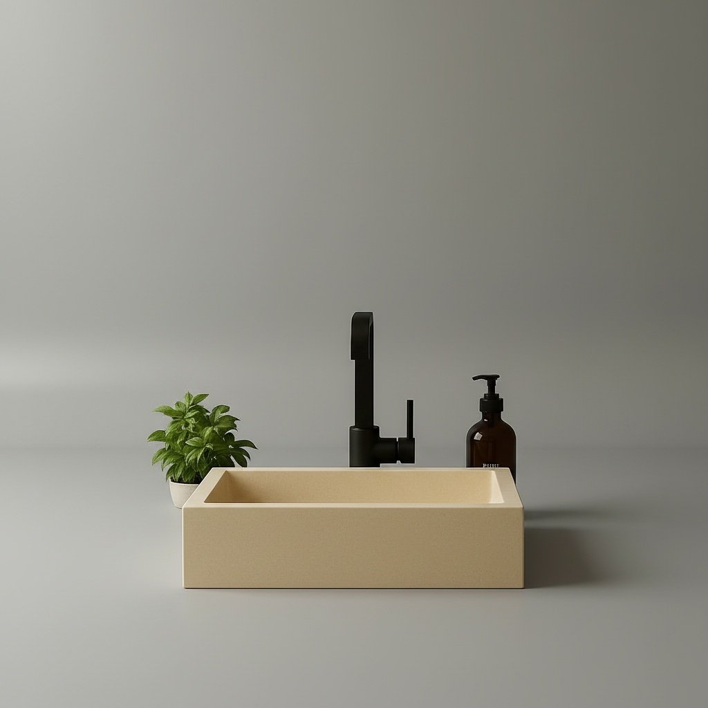 Troia Travertine Marble Vessel Sink – Handcrafted Beige Natural Stone Bathroom Basin