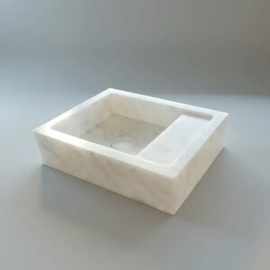 Carrara White Marble Floating Wall-Mount Bathroom Sink