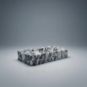 Calacatta Viola Marble Floating Vanity Sink – Wall-Mount Bathroom Basin with Ribbed Textured Front