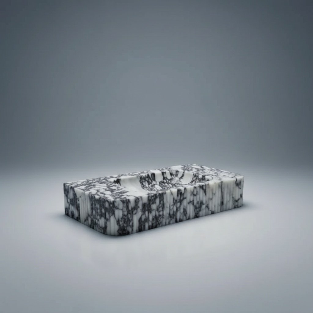 Calacatta Viola Marble Floating Vanity Sink – Wall-Mount Bathroom Basin with Ribbed Textured Front