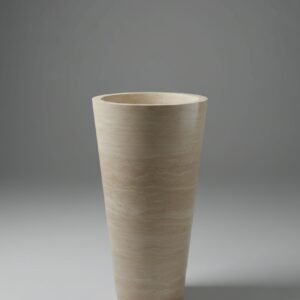 Light Travertine Pedestal Sink – Hand-Carved Natural Stone Freestanding Basin