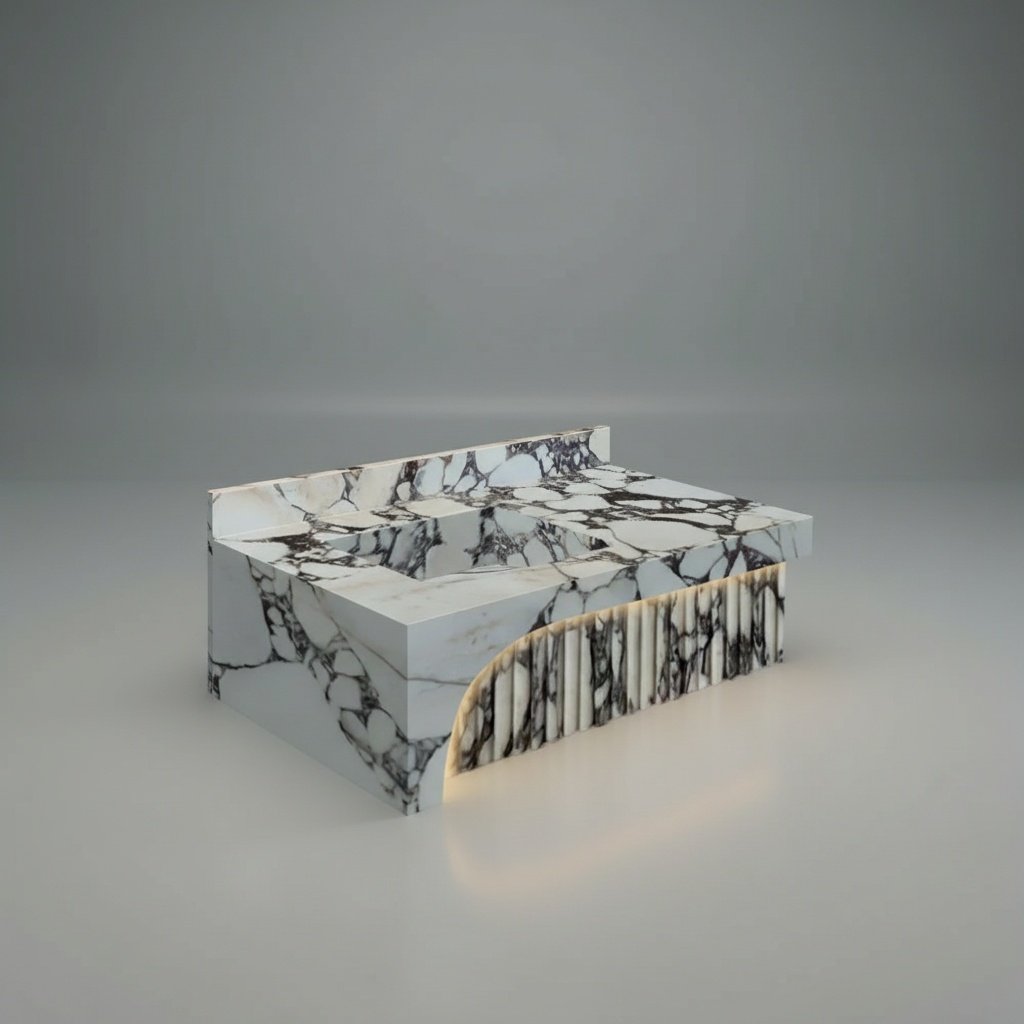 Calacatta Viola Marble Wall-Mount Bathroom Sink