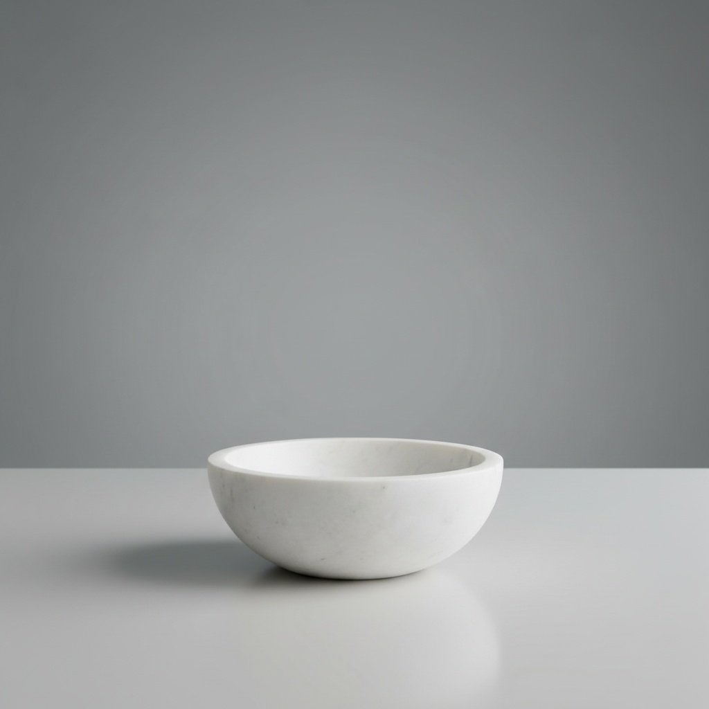 Handmade Minimalist Matte White Marble Bowl