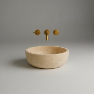 Beige Travertine Natural Stone Bathroom Sink