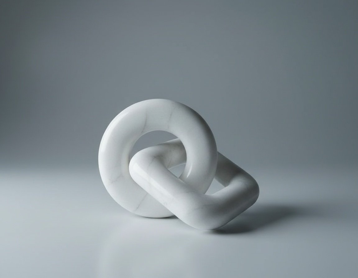 Handcrafted White Marble Chain-Link Paperweight