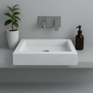 Hand-Carved Light Travertine Marble Vessel Sink