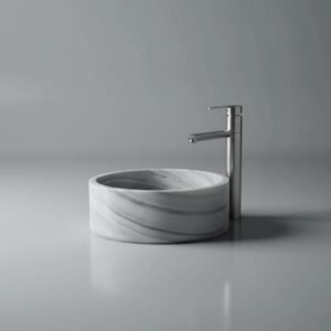 Polished Gray Marble Countertop Vessel Sink