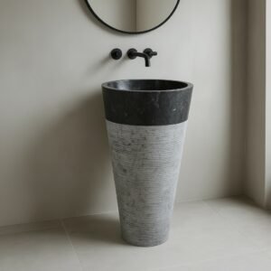 Solid Marble Pedestal Sink – Freestanding Natural Stone Basin
