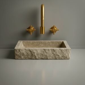 Handcrafted Limestone Marble Vessel Sink for Bathroom Vanity
