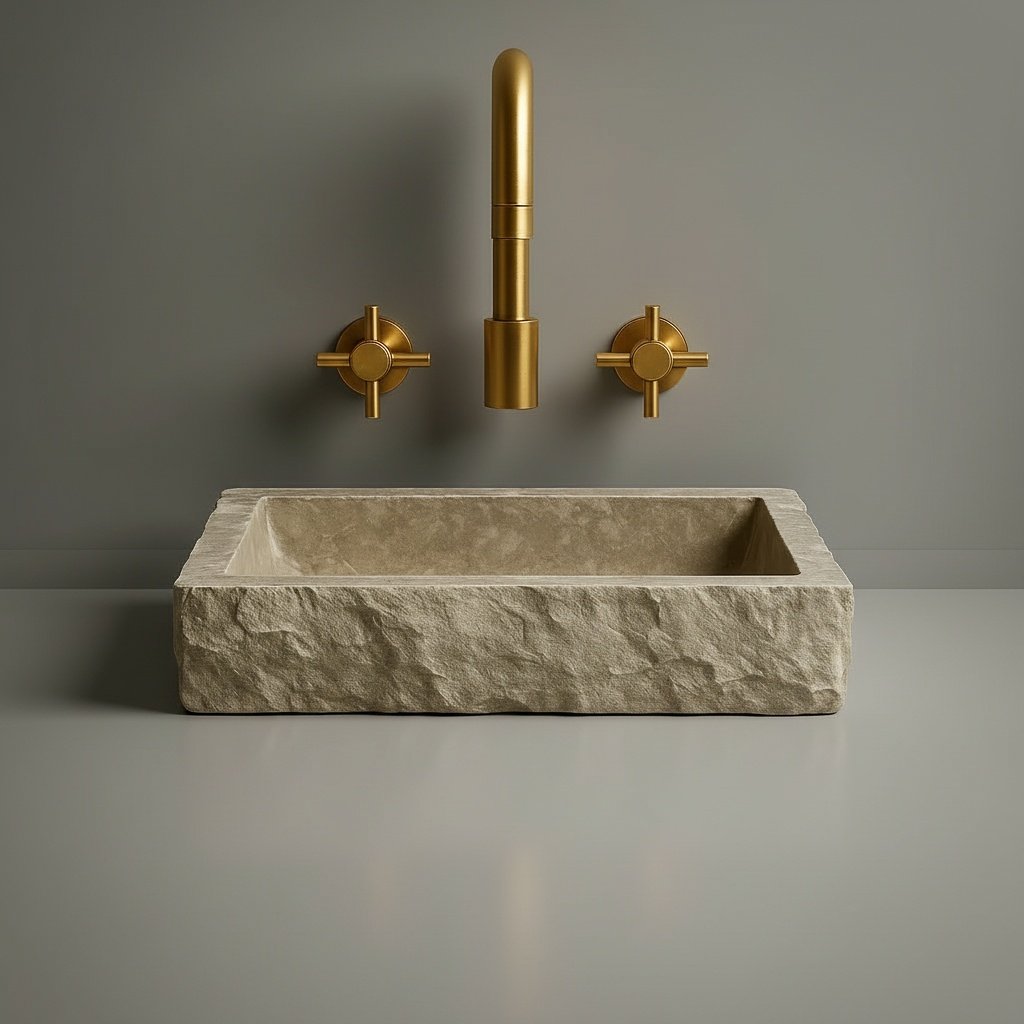 Handcrafted Limestone Marble Vessel Sink for Bathroom Vanity