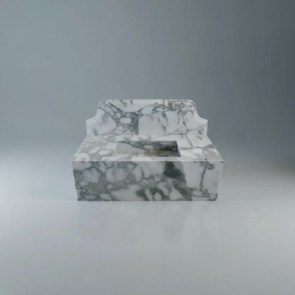 Calacatta Verde Marble Wall-Mount Rectangular Bathroom Sink