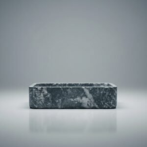 Handcrafted Black Marble Bathroom Sink, Natural Stone Basin