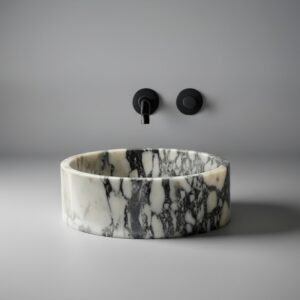 Calacatta Viola Marble Vessel Sink – Polished Countertop Bathroom Basin