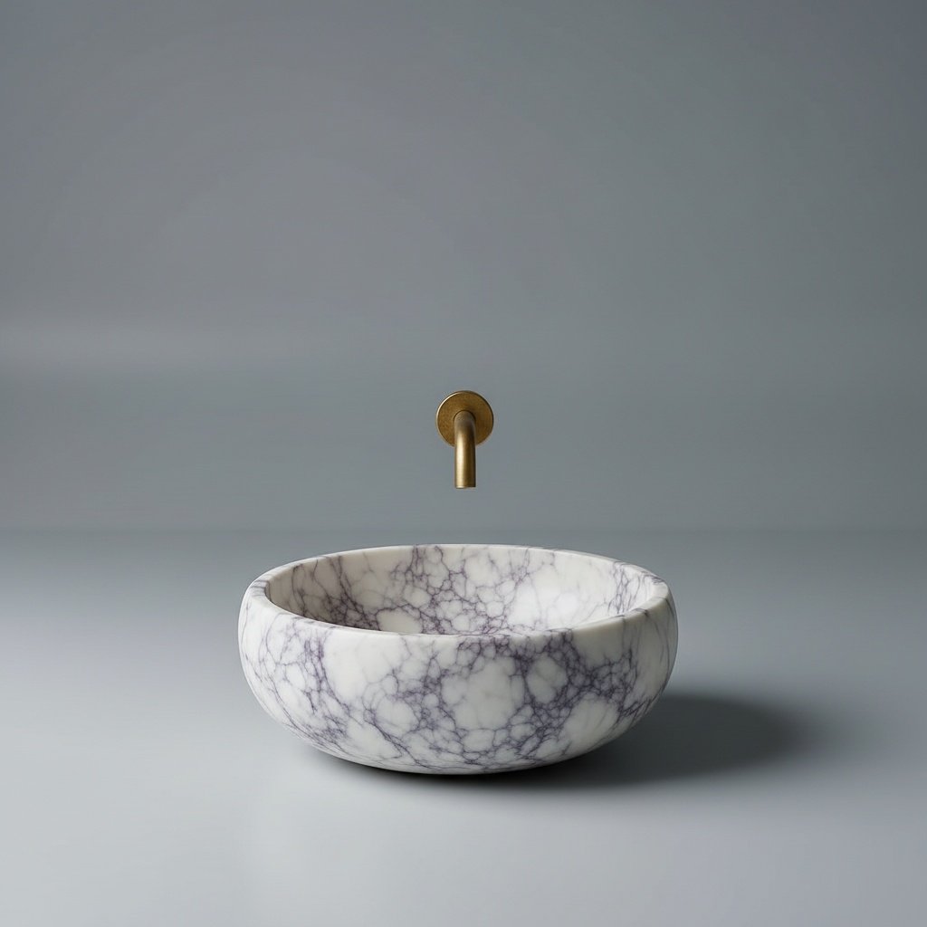 Calacatta Viola Oval Marble Vessel Sink | Italian Design Natural Stone Basin