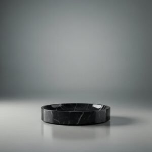 Black Marble Round Vessel Sink