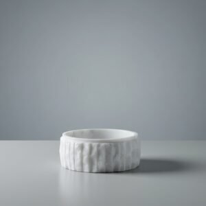 Textured Face White Marble Bowl – Sculptural Luxury Serving Dish