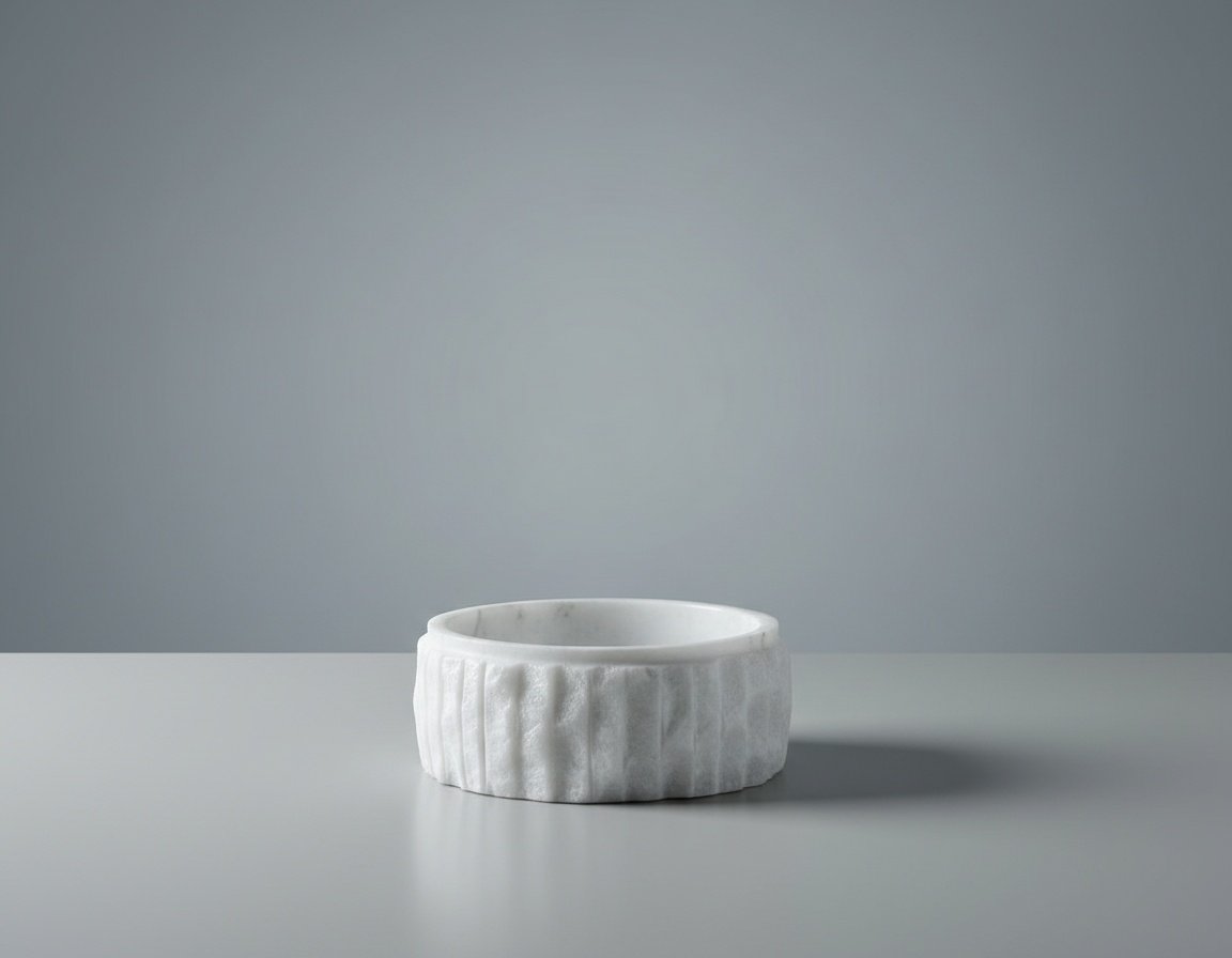 Textured Face White Marble Bowl – Sculptural Luxury Serving Dish