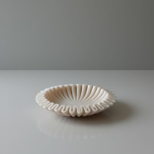 Hand-Carved Makrana Pink Marble Zigzag Decorative Bowl